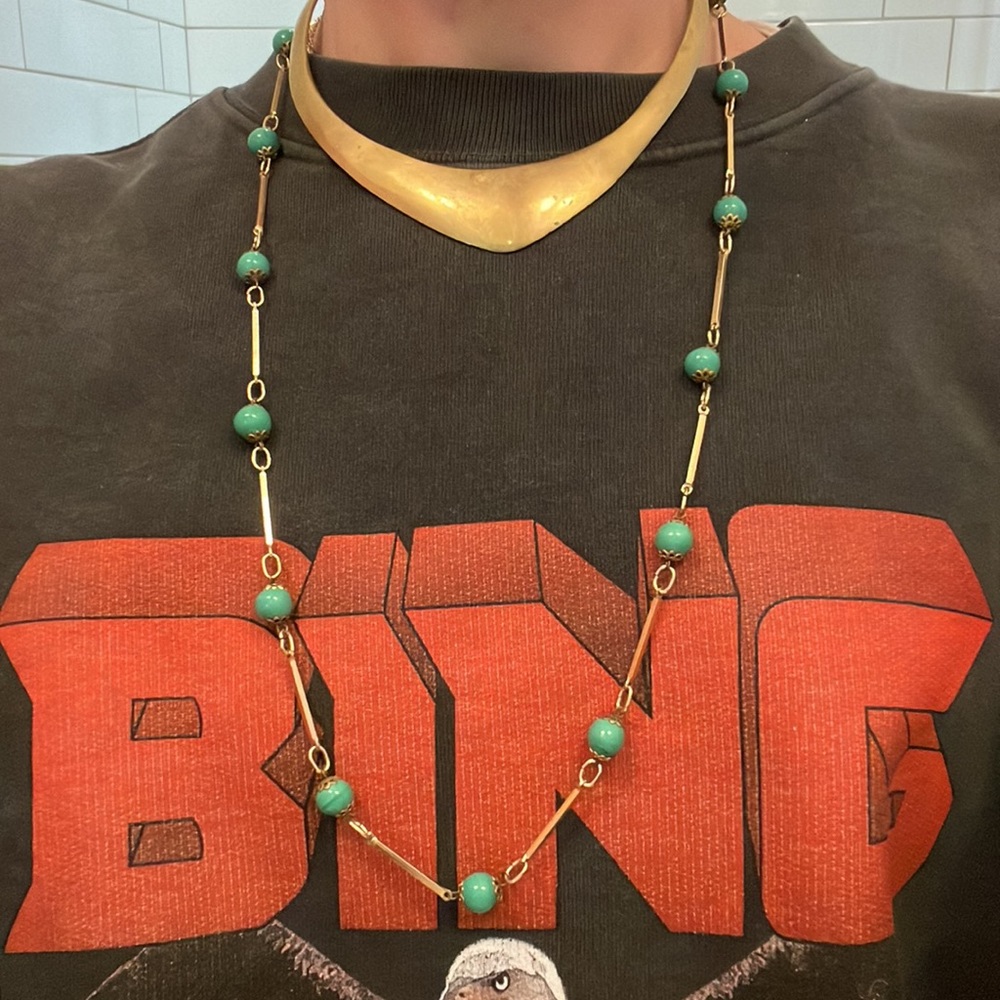 J Crew Green Enamel Bead Necklace